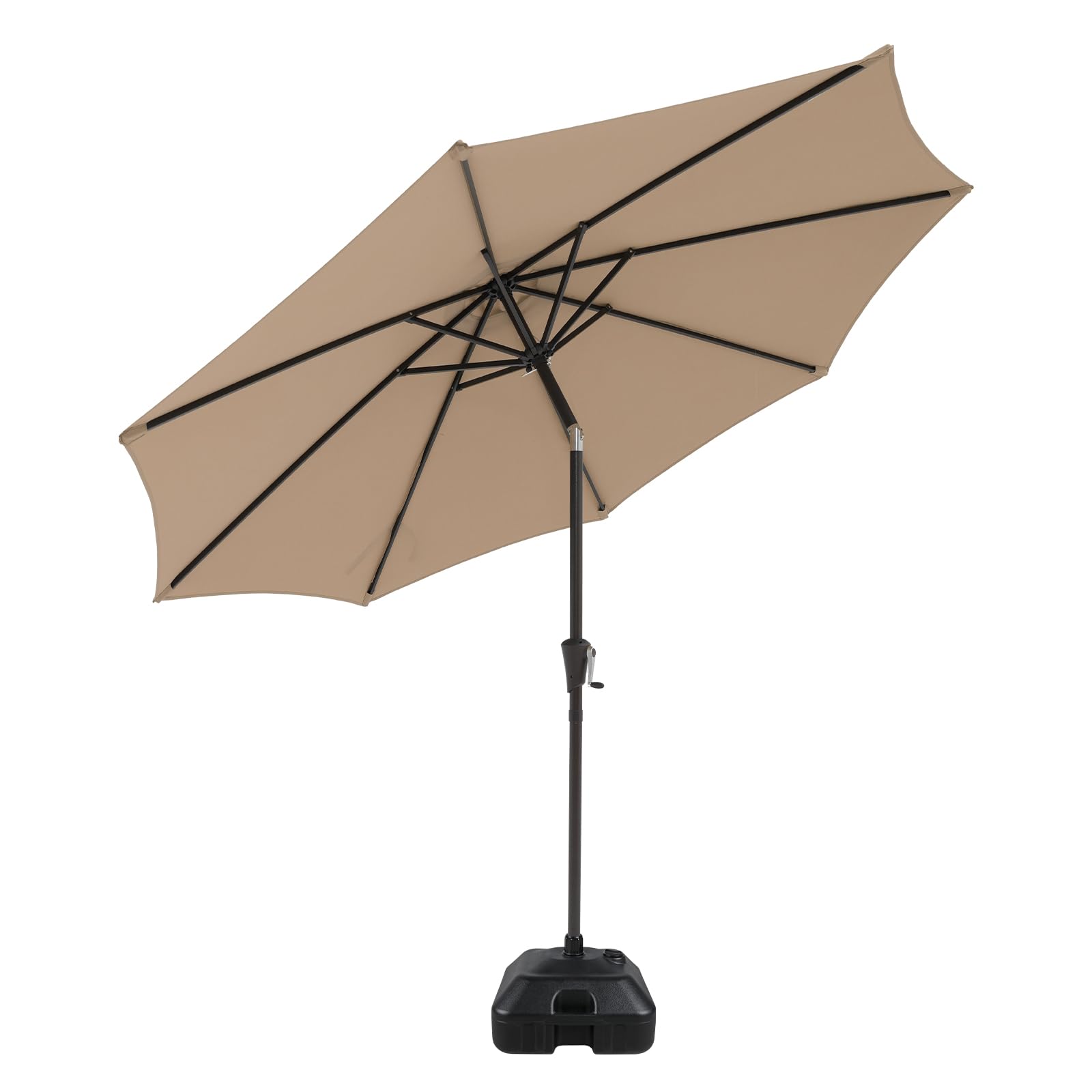 COBANA 7.5ft Patio Umbrella with Base Included, Outdoor Market Table Umbrella with Water Sand Filled Umbrella Stand Weights, Beige