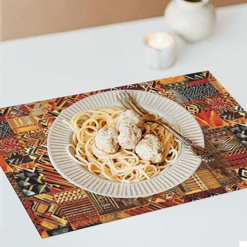 Set de table lavable en PVC résistant à la chaleur style patchwork africain pour intérieur - 8