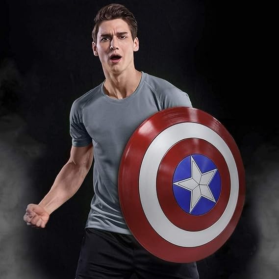 Captain Shield - Handmade Replica First Avenger America Shield Metal Prop, Red & Silver, 22'' Inch