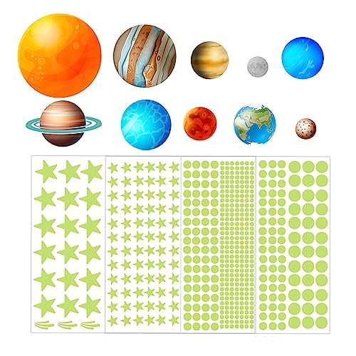 445 PCS Glow in The Dark Stars Wall Stickers Glow in The Dark Stickers of Ceiling Stars Planets Kids Wall Decors Perfect for DIY Kids Bedroom Nursery Living Room (Blue Light) - Image 4
