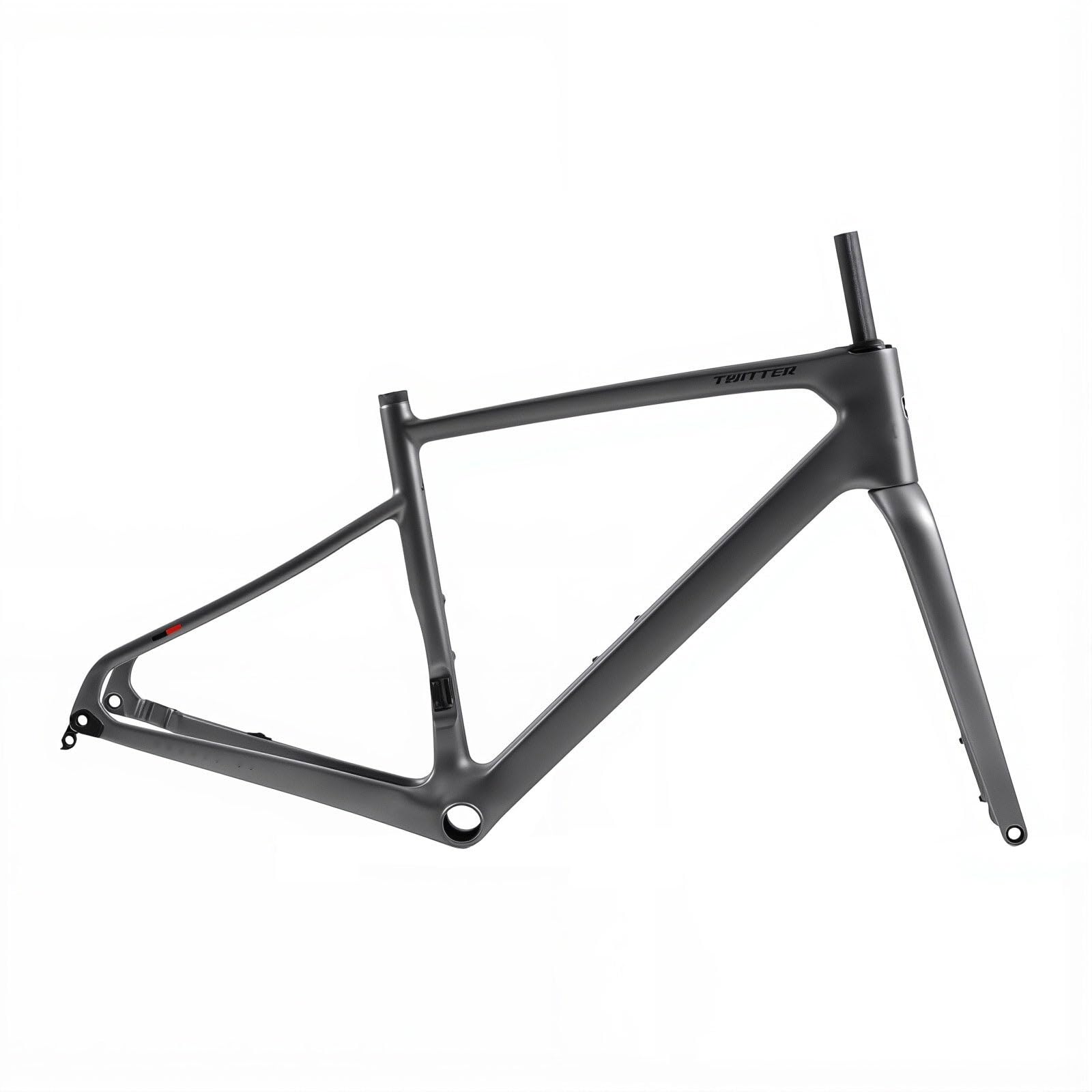TUJISEK 700C Carbon Fiber Gravel Bike Frameset 45/48/51/54CM Road Bike Framesets with Fork Disc Brake Bike Frame F12*100MM R12*142MM Thru-Axle Internal Routing(Gray,54cm)