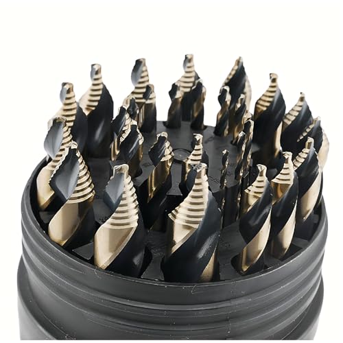Steel Vision STEPPED TIP DRILL Bit Set - M35 Tungsten-Cobalt Alloy, Mechanics Length, 1/16 Inch To 1/2 Inch Cutter Bits, No Pilot Hole Needed, Durable And Precise For Metal Drilling thumb #1
