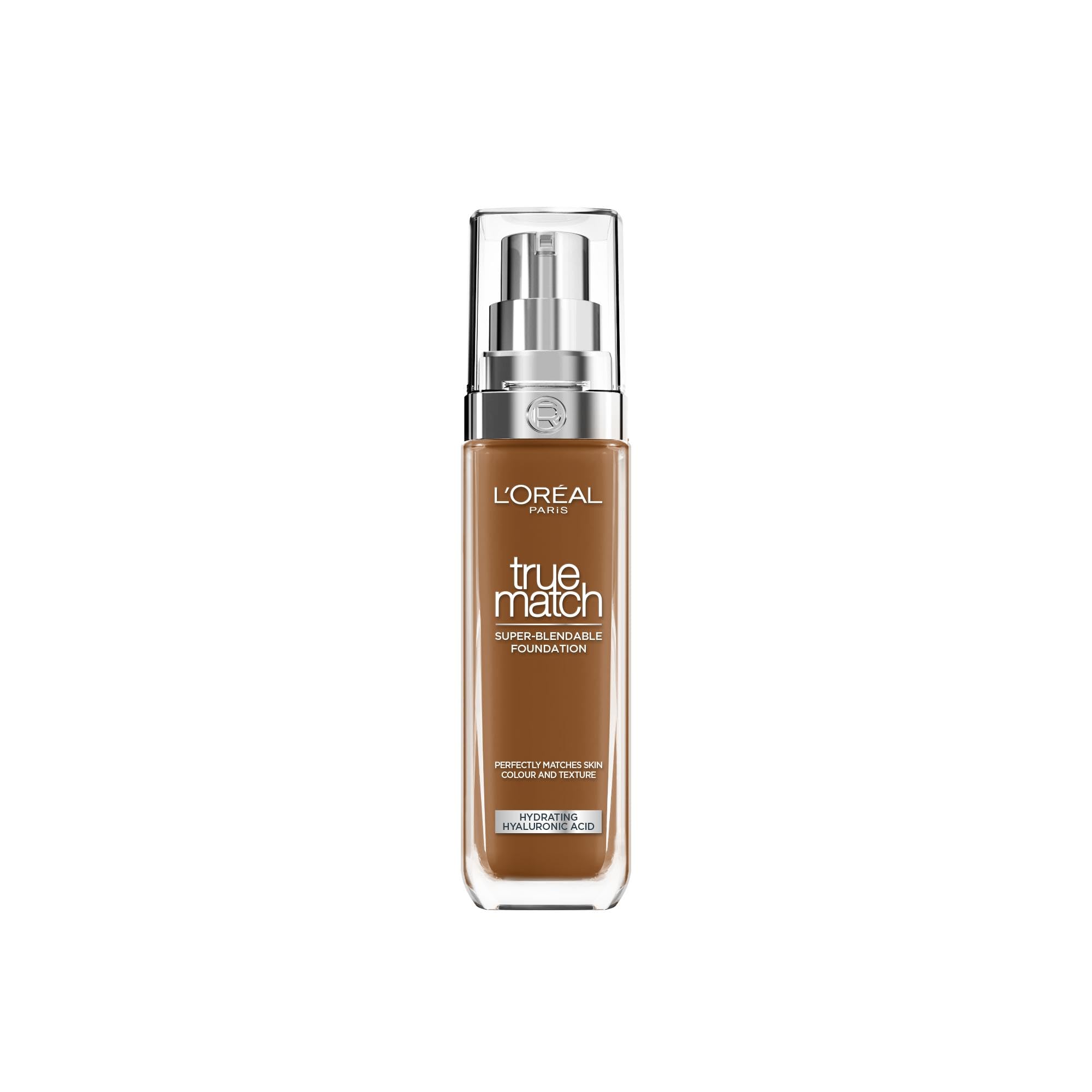 True Match Liquid Foundation, Skincare Infused With Hyaluronic Acid, Offers Seamless, Natural Coverage, Never Powdery Or Cakey, Spf 16, 95W Mahogany