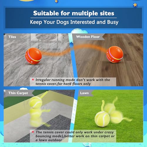 Petiepaw Balle interactive pour chien, robuste, à roulement automatique, pour chiots, petits, moyens chiens, rechargeable par USB, orange – Image 6