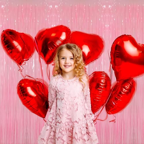 Image of GOER 3.2 ft x 8.2 ft Metallic Tinsel Foil Fringe Curtains Party Photo Backdrop Party Streamers for Birthday,Graduation,New Year Eve Decorations Wedding Decor(1 Pack,Candy Pink)
