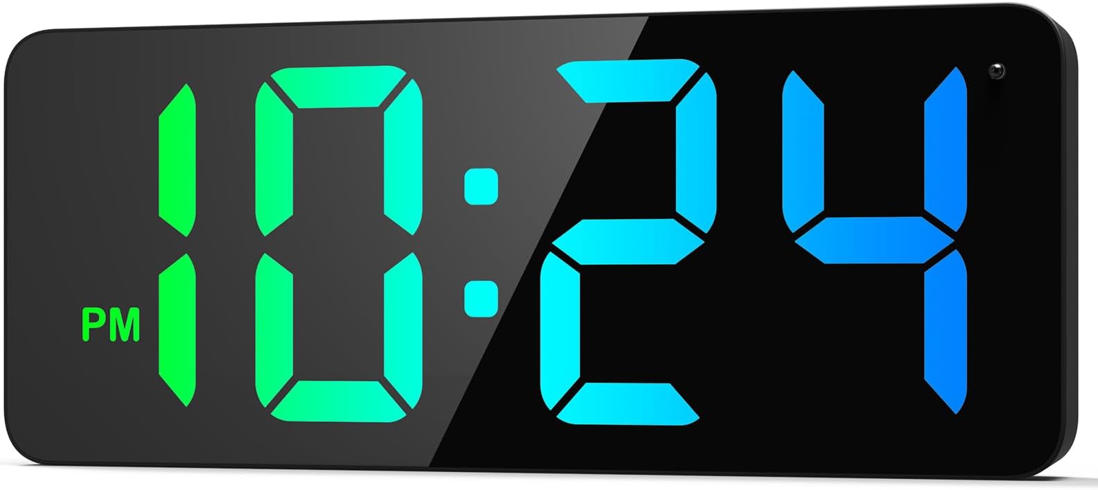 LED Digital Wall Clock with Large Display, Big Digits, Auto-Dimming, 12/24Hr Format, Modern Electric Small Silent Wall Clock for Living Room, Bedroom, Classroom, Farmhouse, Kitchen, Office - RGB