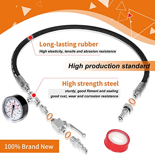 Johntruck High Pressure Oil System Ipr Air Test Fitting Tool Kit Oil Leak Tester With Test Gauge Compatible With Ford 6.0L-7.3L Powerstroke #TOP3