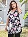 MONNURO Womens Short Sleeve Sexy Keyhole Summer Swing Tunic Tops Plus Size Casual Loose Shirts Blouses(Floral02,2X)