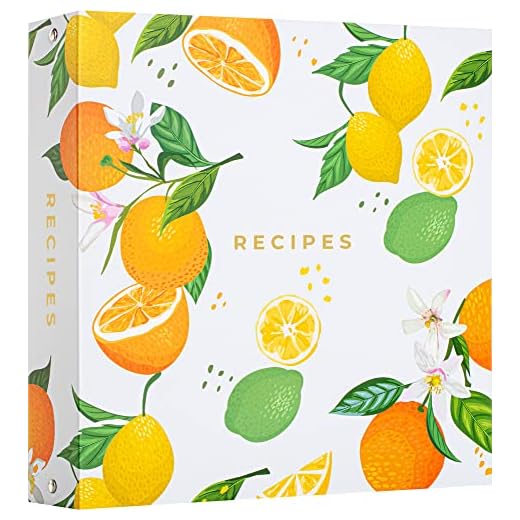 RECIPEYKIT Recipe Binder 8.5x11 3 Ring - Amazing New Design - Cards, Plastic Sleeves, Dividers, Labels - Recipe Binder Kit Organizer (Citrus Bloom)