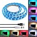 Black PCB TV BackLight Kit,Computer Case LED Light,eTopxizu 6.6Ft Multi-colour 60leds Flexible 5050 RGB USB LED Strip Light with 5v USB Cable And Mini Controller For TV/PC/Laptop Background Lighting