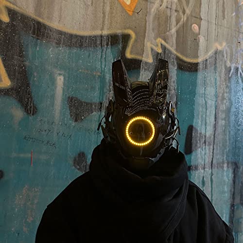 Image of Techwear Mask Punk Mask Helmet,LED Light Cool Samurai Mask,Halloween Cosplay Anime mask