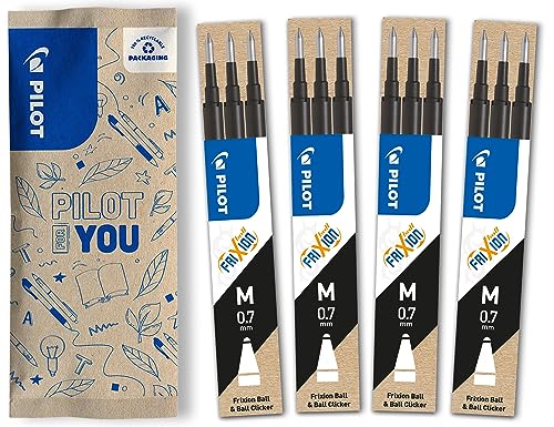 PILOT - Pack of 4 sets of 3 Refills 0 7 - Erasable ink for Frixion - Medium - Black