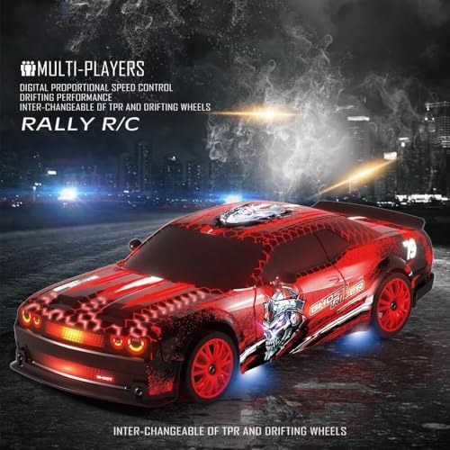 Image of RC Drift Car 2.4GHz 1:24 Scale 4WD Remote Control Car 15KM /H High Speed Drifting RC Cars with Cool Lights,and Extra Tires Toys for Kids.. (Blue)