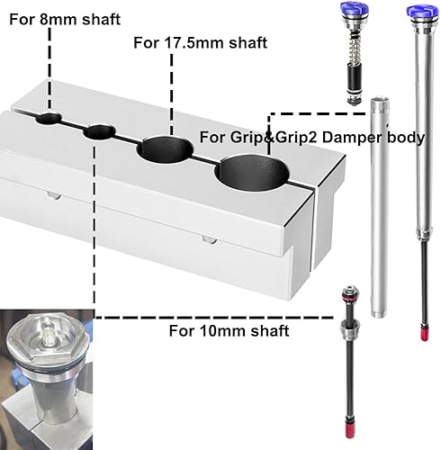 Miniatura 3 de Abrazadera de tornillo de banco Abrazadera de eje para agarre y agarre 2 Amortiguador Reconstrucción en Fox 32 34 36 38 40, plata