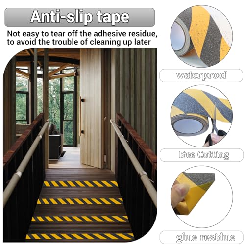 Image of Heavy Duty Anti Slip Grip Tape for Stairs Floor Outdoor /Indoor Waterproof 4 Inch x 16.5Ft Freads Non Slip Friction Tape Adhesive for Skateboards Stairs Ramps Black Yellow