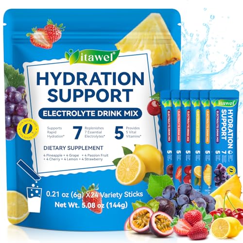 Elektrolyte Ohne Zucker 24 Packs Electrolytes Sachets-Electrolyte Powder Sachets Electrolytes Drinks Hydration Nutrition Mixes 5 Liquid IV Recharge for Balance Gut Eye Health, Muscle Comfort