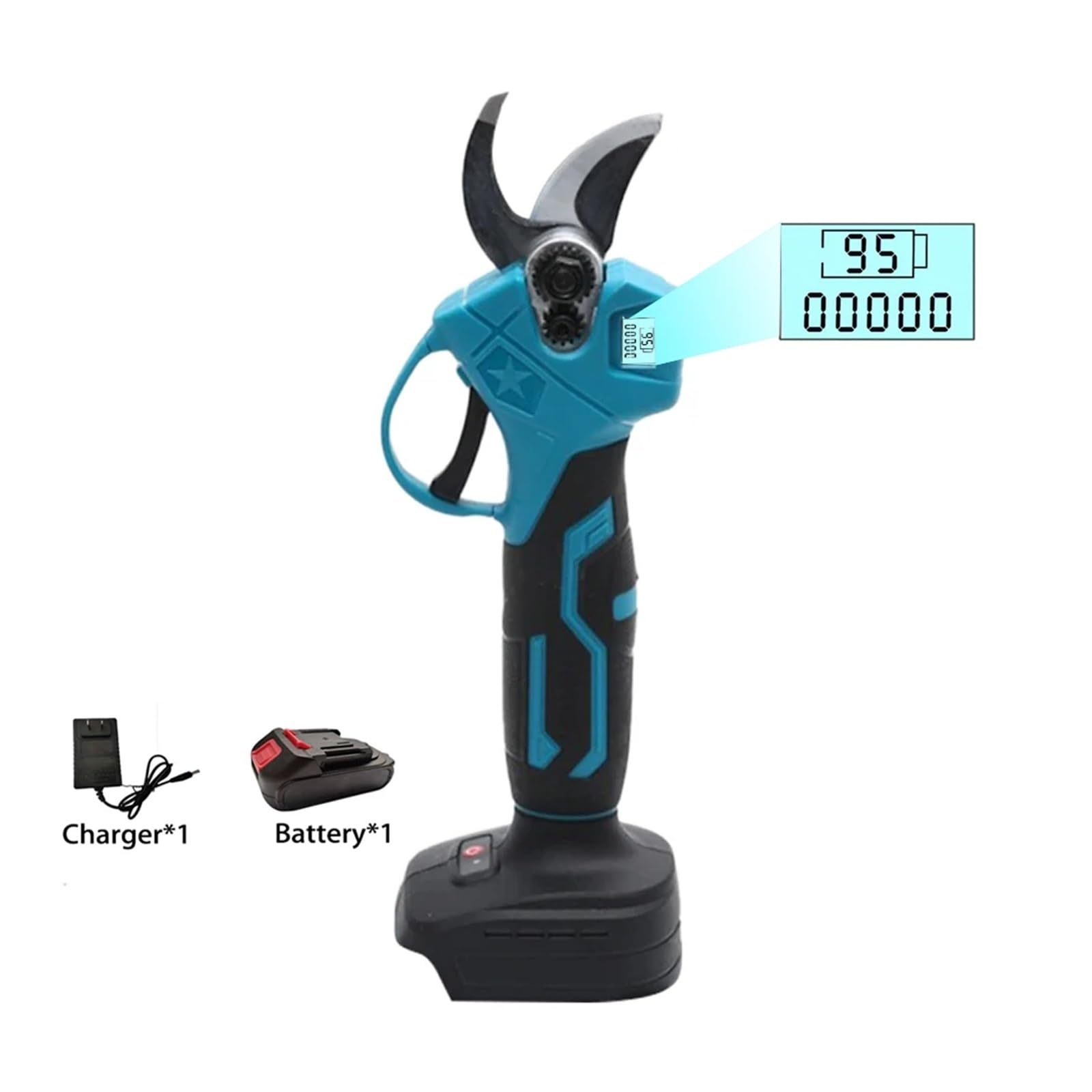 Tijeras de podar eléctricas sin escobillas, herramienta jardín, podadora eléctrica inalámbrica for con pantalla LED apta for batería 18V(1 Battery)