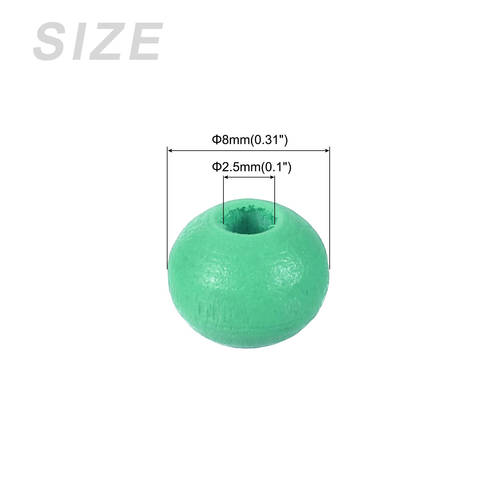 METALLIXITY Colorful Wooden Beads (8mm/ 0.31") 300Pcs, Wood Round Ball Spacer Loose Beads - for Home Party Decoration Grass Green - Image 2