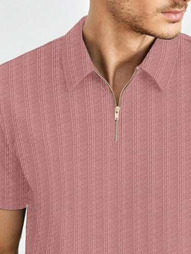 Image of COMBRAIDED Men's Polo Neck Textured Polycotton Short Sleeve T-Shirt - Casual Regular Fit for Daily Comfort & Style