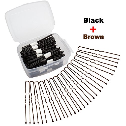 Bobby Pins Hair Pins Kicosy 200 Pieces U Shaped Pins Hair Clips Hair Barrettes for Women with Storage Box Black and Brown