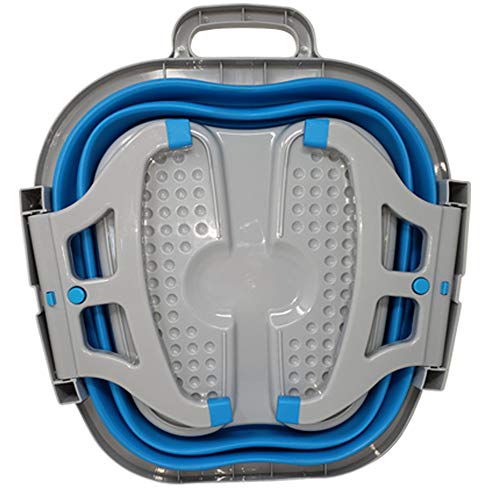 Large Foot Soaking Tub, bucket for feet, foot bath, foot tub, for at Home Spa Pedicures. Plastic/Rubber Foldable Bucket For Soaking Feet to Apply Callus Remover, or Use Pumice Stone (Blue) - Thumbnail 5