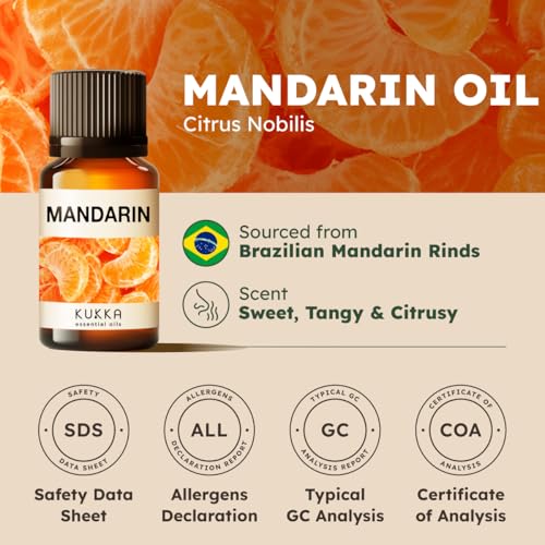 Image of 100% Pure Mandarin Oil - 0.34 Fl Oz Mandarin Essential Oil for Hair, Skin, Diffuser, Aromatherapy & DIY Soap Making Scent