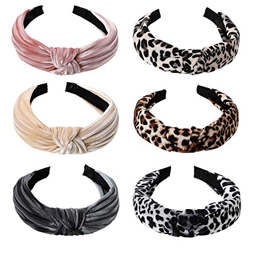 6 Pcs Headbands for Women, Wide Headbands Knotted Headbands for Women, Headbands for Women Hair, Women Headbands Fashion Turban Headbands Hair Hoops Hair Accessories for Women and Girls (Color C)