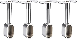 uxcell Shower Curtain Rods Wardrobe Pipe Lever Support Bracket 4pcs End Hanger for Oval Closet Rod 16x30mm, Adjustable 84-105mm Height (Silver Tone)