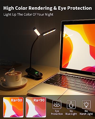 Book Light,14 Led Touch Control Reading Light With 3 Colors&8 Brightness,Rechargeable Book Light For Reading In Bed,Portable Reading Lights For Books In Bed,Small Reading Lamp,Desk Lamp,Black #TOP4