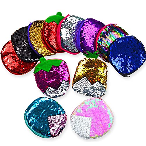 Vileafy Mermaid Party Favors Wallet for Girls 4-8 Years Old, 12 Mermaid Sequin Coin Purses- Little Mermaid Party Gifts for Girls and Boys