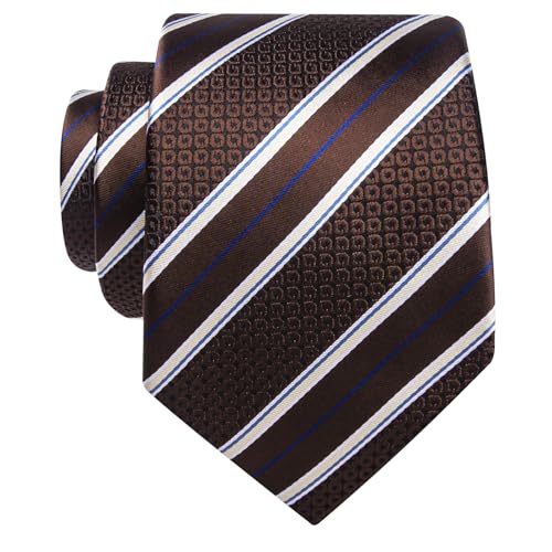 Image of YourTies Men's Neckties Striped Tie and Plaid Neckties for Men Woven Silk Tie Gold Tie Clip Set