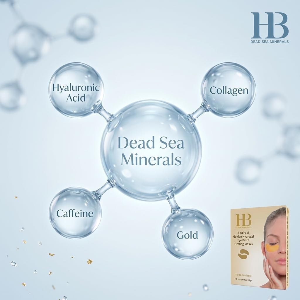 Golden Hydrogel Eye Patch Firming Mask 4g x 10 – Under Eye Patches with Hyaluronic Acid, Collagen & Caffeine – Anti-Aging Eye Mask for Puffiness, Dark Circles & Wrinkles