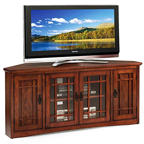 Leick Home 82386 Solid Wood Mission Oak Four Door Corner TV Stand For 60