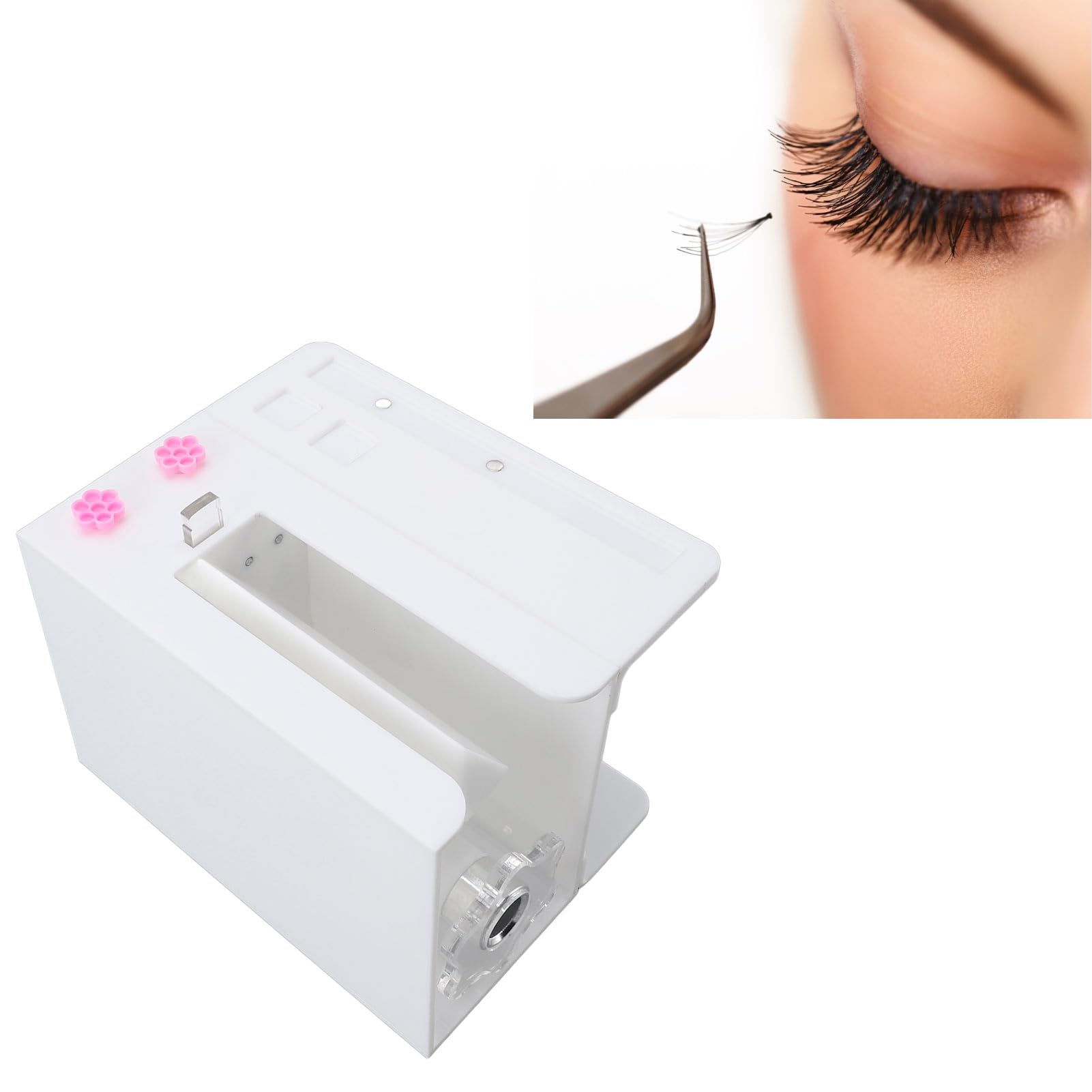 Generic Akrylowy Separator Rzęs do Kwitnienia Rzęs z płytką przedłużającą do Maszyny Pielęgnacji w Salonie Kosmetycznym (WHITE)