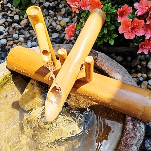 Fontana solare in bambù con pompa, fontana ecologica Zen per interni ed esterni, decorazione da giardino