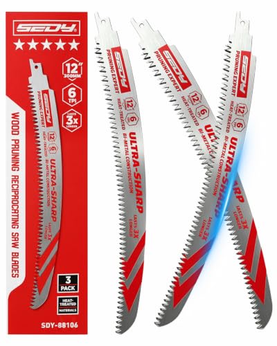 SEDY 12 Inch Japanese Teeth Reciprocating Saw Blades 3 Pack