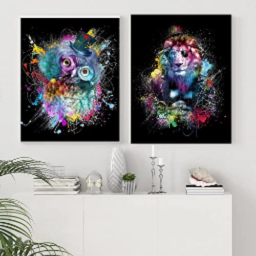Impression toile graffiti animal bouche fumer 60x80cm art de salon haut de gamme