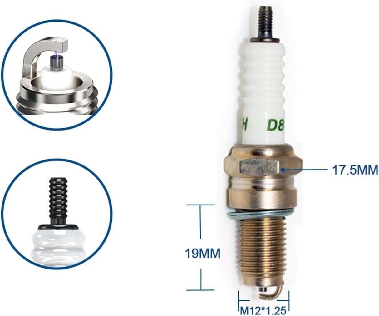 10/20/30pcs D8C Spark Plugs for KEF300 DR125SE DR200S DRZ125 TTR225 XT225 YFM450 YXR450F(30 Pieces with Box)