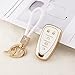PIFOOG Key Fob Case for Chevy TPU 5 Button Keys Cover Shell Glittering Car Keychain for Malibu Equinox Trax Camaro Blazer Traverse Trailblazer Spark Girly Cute White Gold