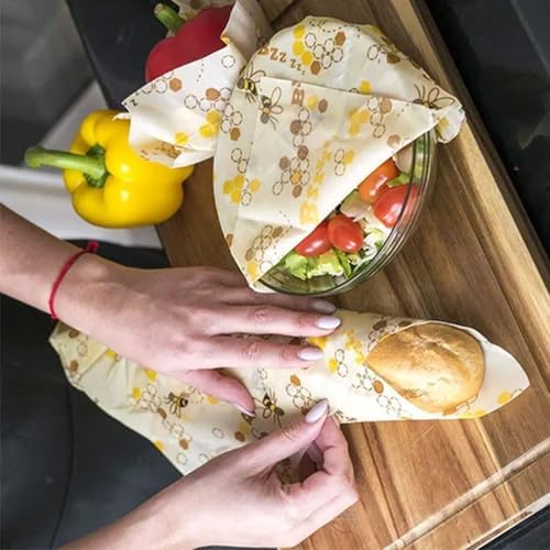 Beeswax Wrap Organic Food Storage Wrappers Reusable Beeswax Wrap EcoFriendly Cling for Produce, 3Pcs Wraps for Kitchen image 4