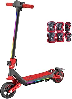 U8 Kinder E-Scooter in 16 km/h,12 km Reichweite,3 Geschwindigkeitsstufen Zero-Start,Elektronische Bremse,Doppelte Federung,6,5 Zoll Reifen,Klappbar & LED-Beleuchtung,Für Kinder ab 6 Jahren,VierFarben