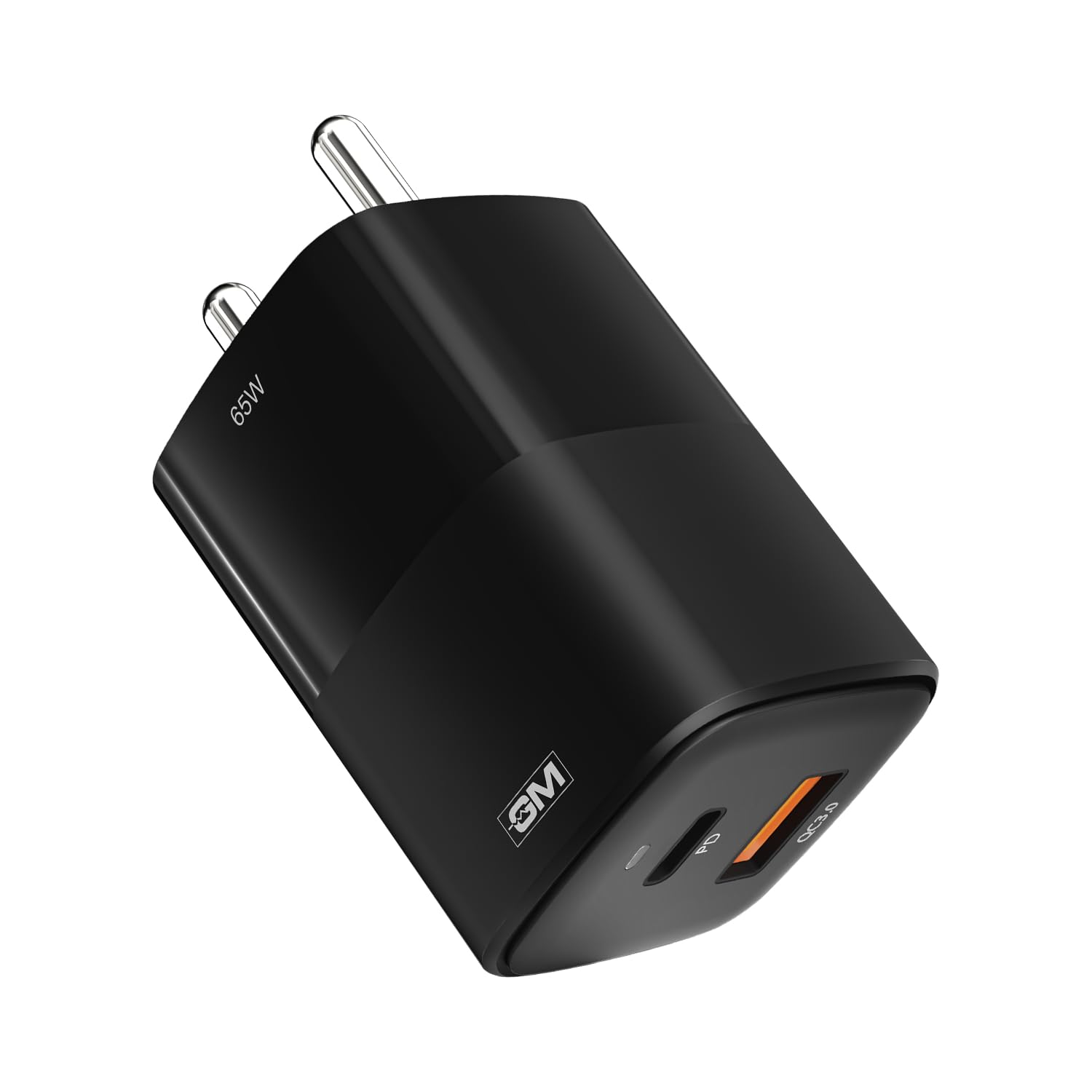 GM G+ 65W Mobile Fast Charging Adapter | GaN Technology | 2 USB Port – Type C & A | Compatible with iPhone 16, 15, 14, Samsung, Type C Laptops, MacBook, Dell, HP, ASUS | BIS Certified PD Charger