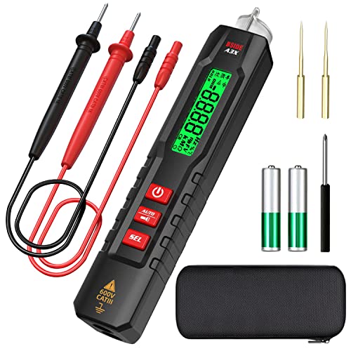 Bside Digital Multimeter Pen-Type 3-Results Display Pocket Smart Voltmeter Capacitance Diode Ohm Hz Continuity V-Alert Voltage Tester With Back Probe Pins For Electronic Maintenance(A3X) #TOP18