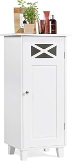Multigot Bathroom Storage Cabinet, Freestanding Floor Cupboard with Door and Adjustable Shelf, Wooden Slim Sideboard for Living Room Bedroom Kitchen(38 x 30 x 81cm)