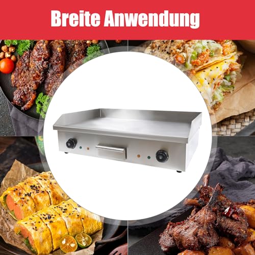 220V 4400W Elektro Grillplatte 50-300 ℃ Elektrogrill Edelstahl-Kochplatte Mit Anti-Splash Fettsammelschale Gastronomie Tischgrill Bräter Griddleplatte Griddle Für Zuhause und draußen BBQ – Bild 8