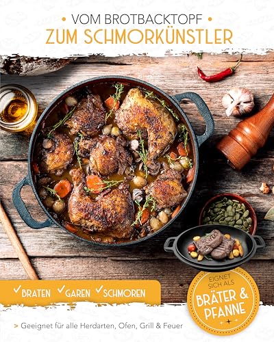 KRUSTENZAUBER Schmortopf mit Deckel oder als Gusseisen Topf zum Brot backen – Ansicht 5