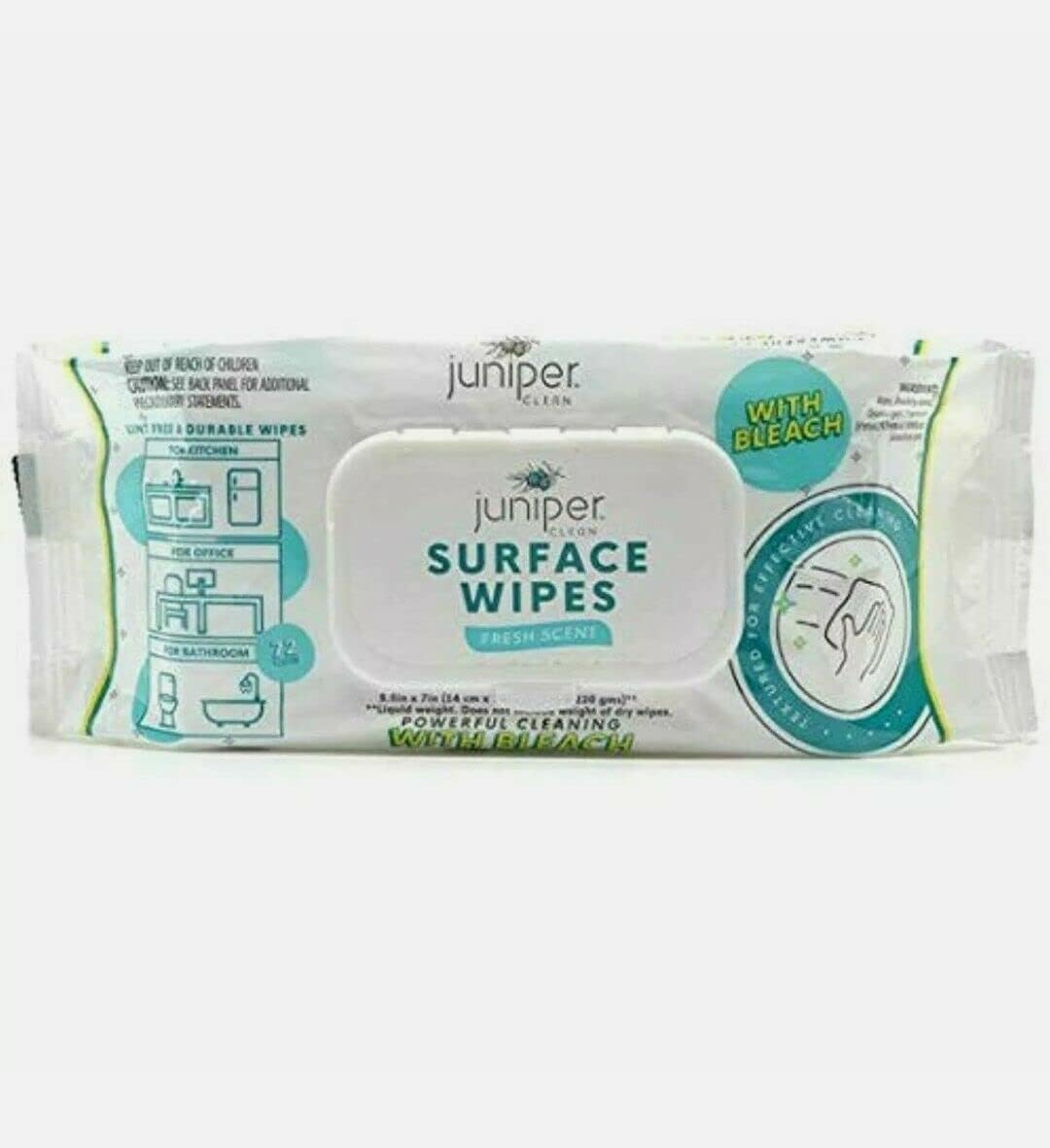 Juniper CLEAN 24 Pack Surface Cleaning Wipes with Bleach