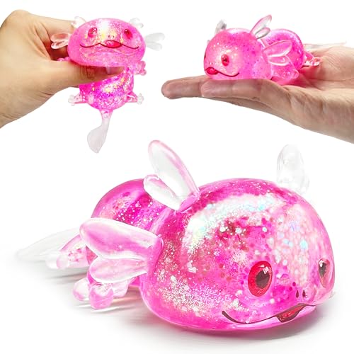 ZTATU Axolotl Squishy Toys for Kids (1PCS) Stress Relief Toys Squishy Stress Balls for Adults & Kids Party Favors Squish Sugar Ball Fidget for Classroom, Office, Easter Basket Stuffers (Pink)