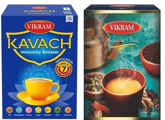 Vikram Tea Combo | Kavach Immunity Booster Tea & Masala Tea (250g, Box of 2) - 500g (B0936Y6SNJ) Amazon Price History, Amazon Price Tracker