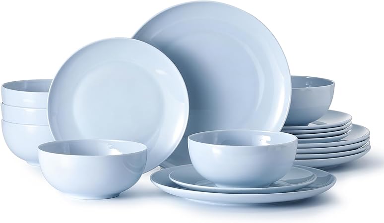 KINGSTONE 18-Piece Bone China Dinnerware Set for 6, Lightweight Porcelain